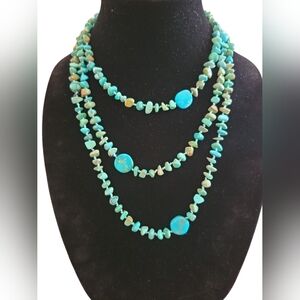 Hand Knotted Turquoise Chip Necklace